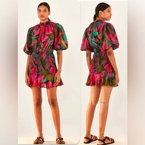 🌺Farm Rio Midnight Leaves Mini Dress
